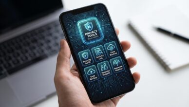 Smartphone con icone digitali che rappresentano come spiare WhatsApp senza WhatsApp Web in modo sicuro.